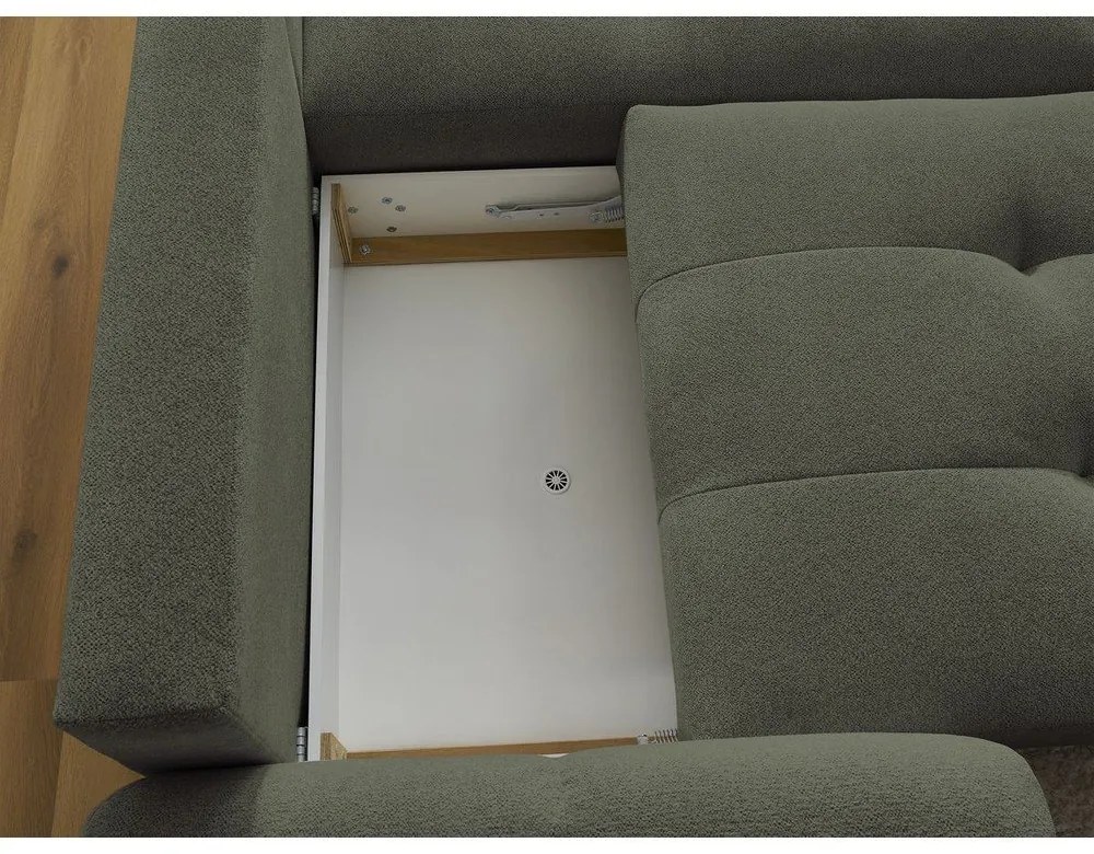 Шенилов разтегателен ъглов диван с място за съхранение в цвят каки (десен ъгъл) Roxelane – Bobochic Paris