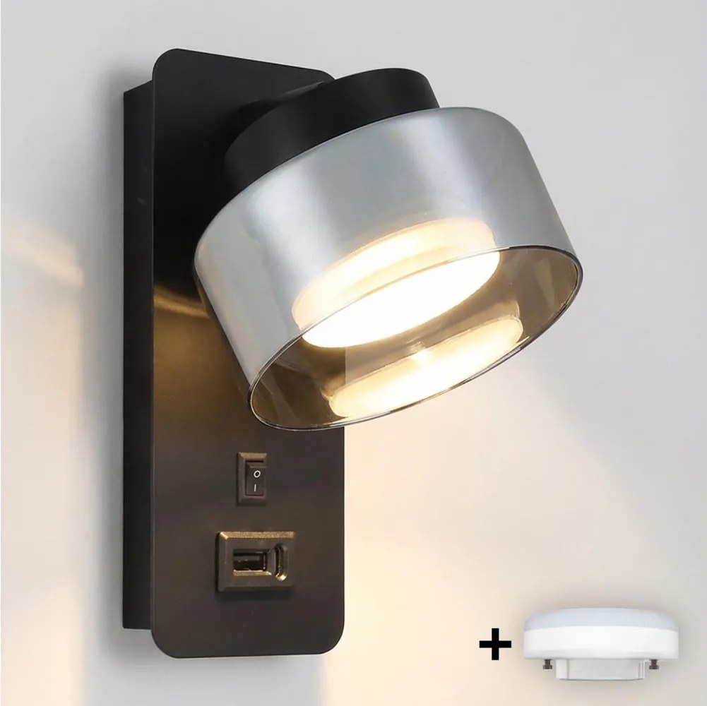 BRILAGI-LED RGB димируема лампа с USB AURA LUX 1xGX53/14W/230V Wi-Fi Tuya черна/опушена