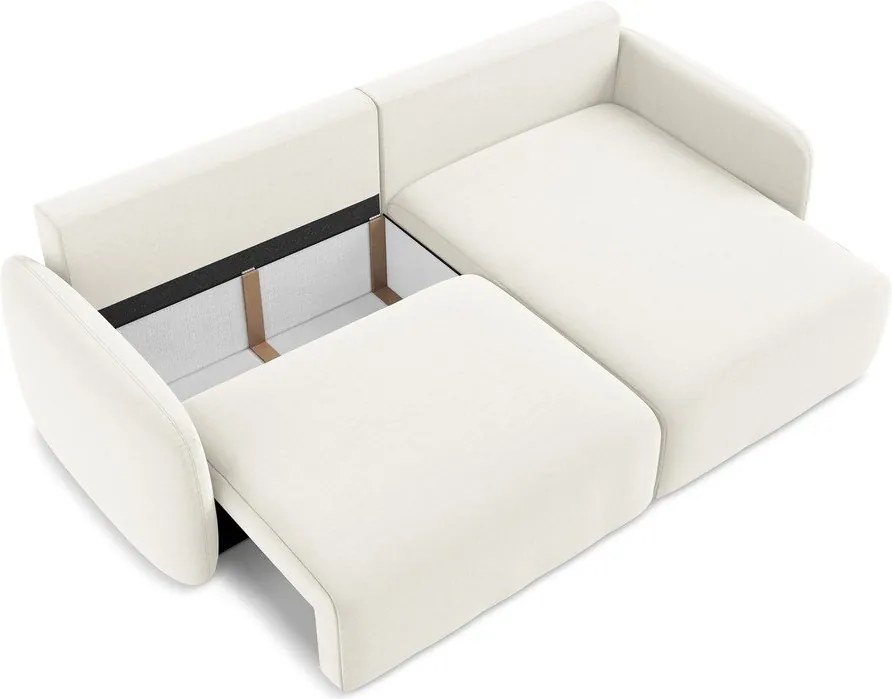 Кремав кадифен сгъваем/с място за съхранение ъглов диван (десен ъгъл) Kalena – Makamii