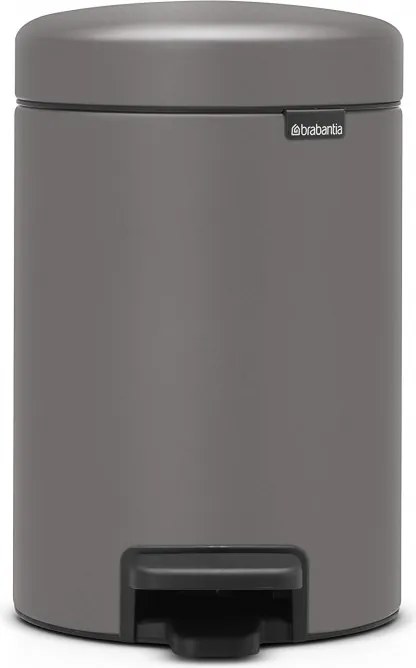 Кош за боклук с педал Brabantia NewIcon 1001096, 3 л, Плавно затваряне, Противоплъзгаща основа, Минерално покритие, Сив