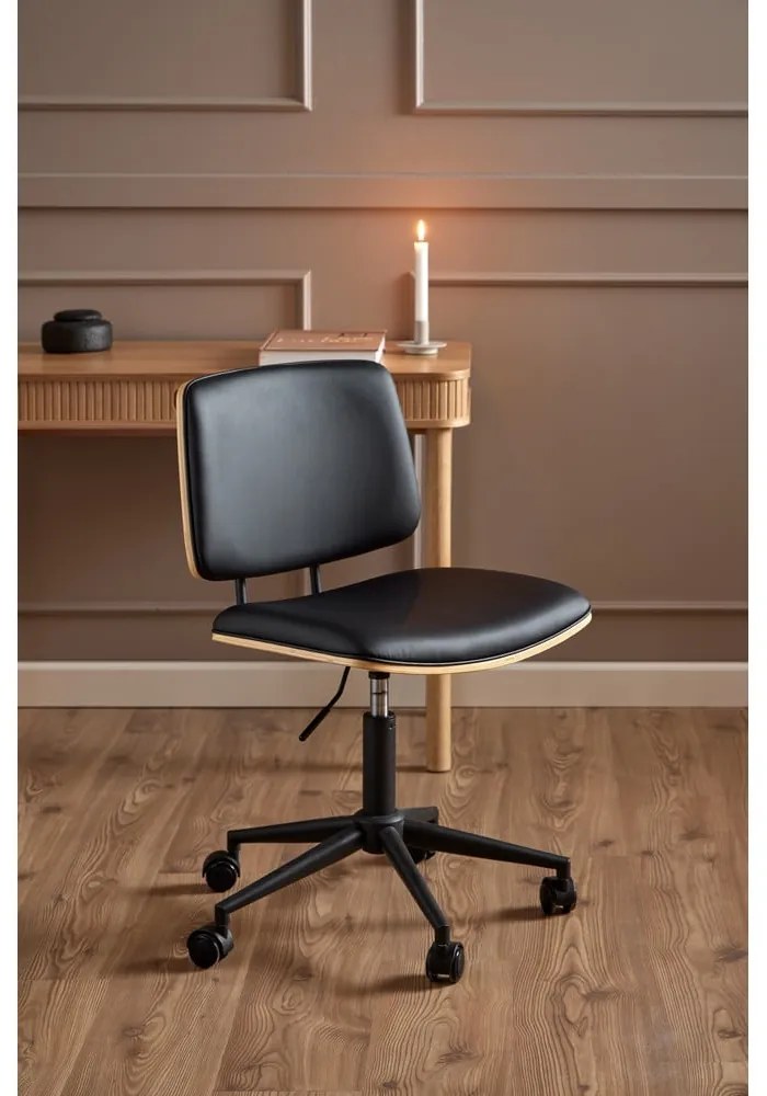 Черен офис стол от имитация на кожа Owen – Actona