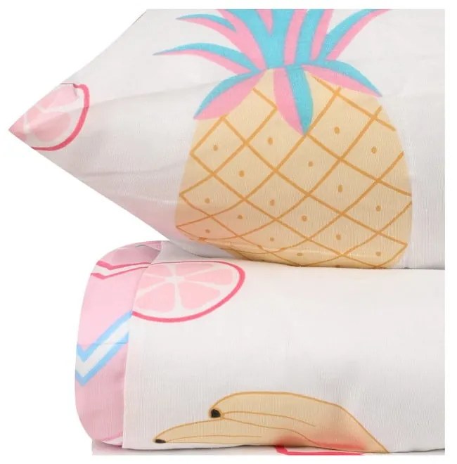 Бяло-розово единично детско спално бельо 140x200 cm Kokteyl – Mijolnir