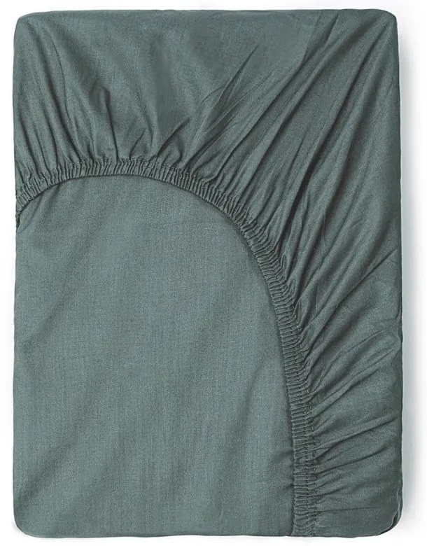 Зелено-сив разтегателен памучен чаршаф 140x200 cm – Good Morning