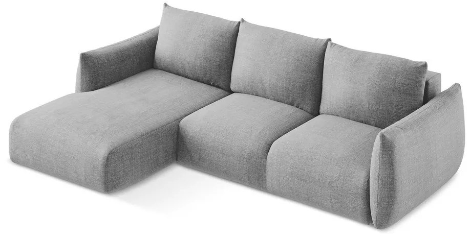 Светлосив сгъваем ъглов диван (ляв ъгъл) Leila – Makamii
