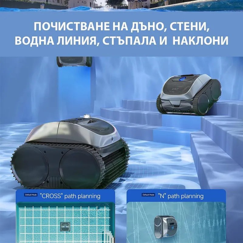 Безкабелен робот за почистване на басейни Wybot C1, 65W, SMART, За до 150 м2, 4 режима, Self-parking, Auto-reverse, IPX8, Черен