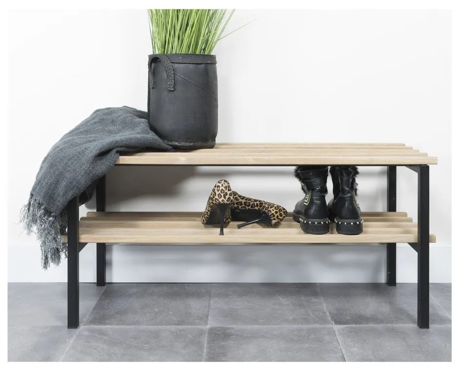 Черна/в естествен цвят метална стойка за обувки 100x45x34 cm Rizzoli – Spinder Design