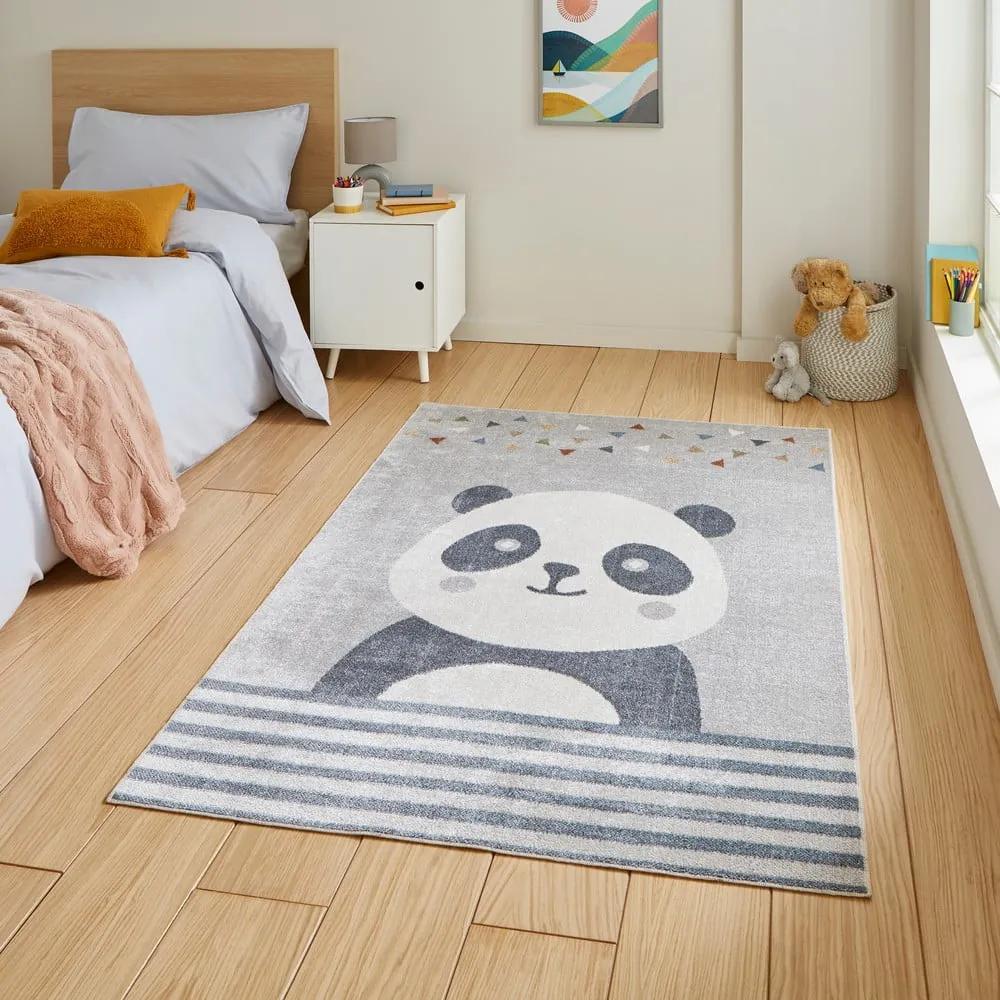 Светлосив детски килим 120x170 cm Vida Kids Panda – Think Rugs