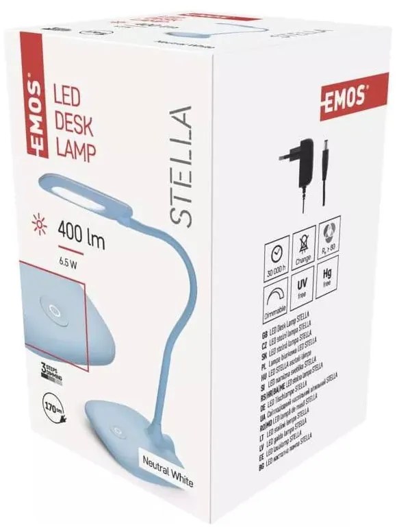 Светлосиня настолна LED лампа с възможност за димиране (височина 55 cm) Stella - EMOS