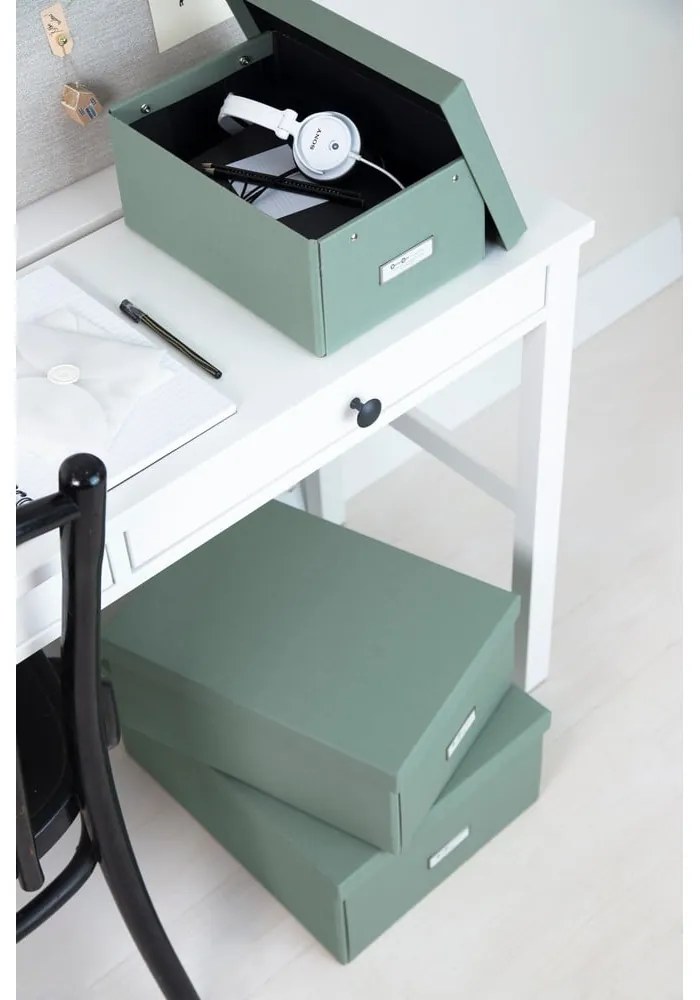 Картонена кутия за съхранение тюркоазена с капак 34,5x45x18,5 cm Katrin Canvas Paper Laminate – Bigso