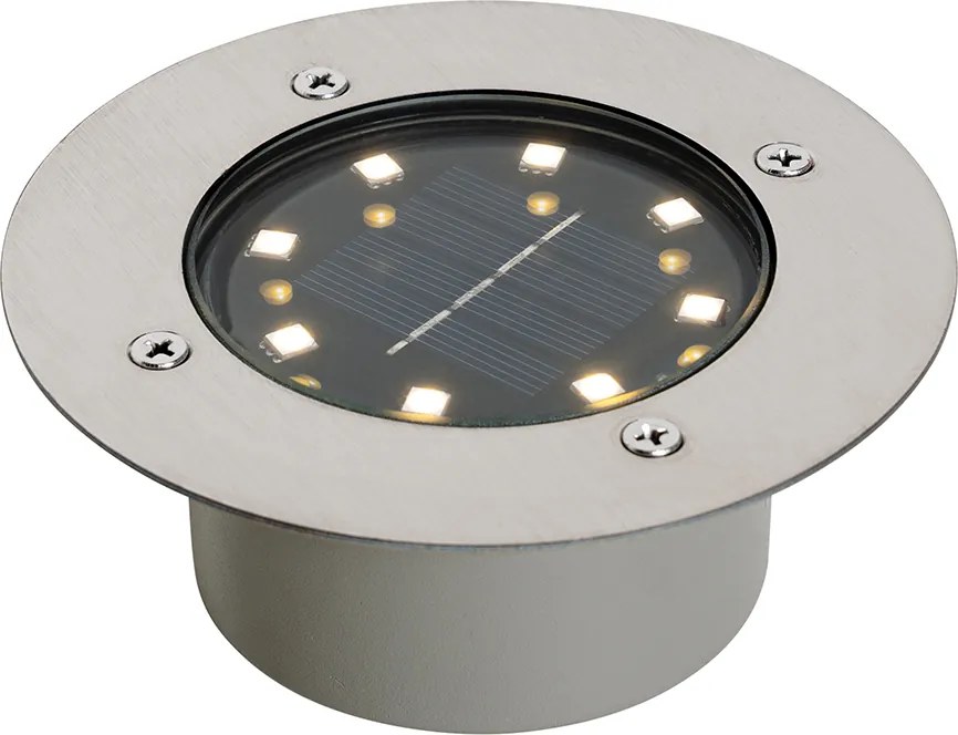 Комплект от 6 подови спотове стоманени с LED IP65 соларни - Тери