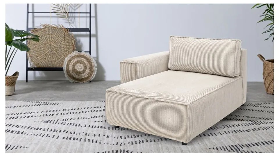 Кремав модул за диван от велур, ляв ъгъл Nihad modular - Bobochic Paris