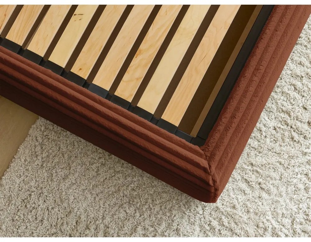 Двойно тапицирано легло с място за съхранение с включена подматрачна рамка в тухлен цвят 180x200 cm Jade – Bobochic Paris