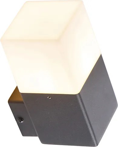 Външна стенна лампа черна с опушено бяло стъкло IP44 - Denmark