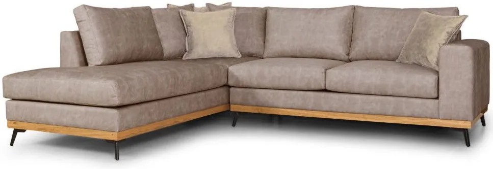 Ъглов диван Rotondo-Бежово тъмно-Ляво