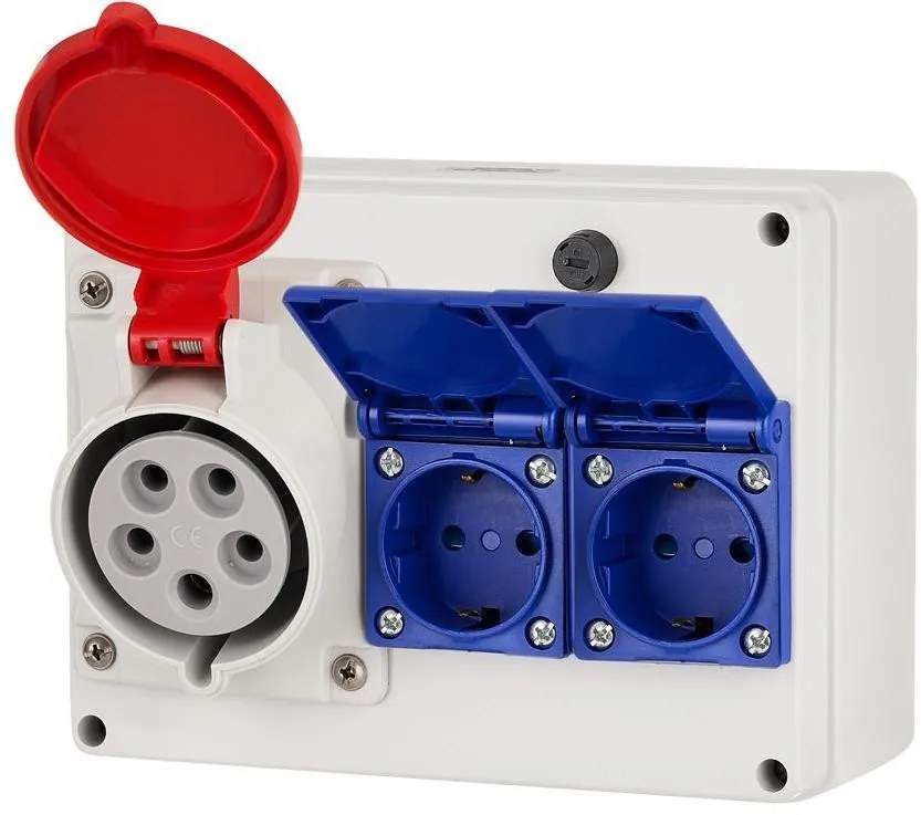 Scame Табло сглобено с индустриални контакти, стенен монтаж, серия ADAPTO 1х 3P+N+E 32A и 2х Шуко  - 625.2000-006