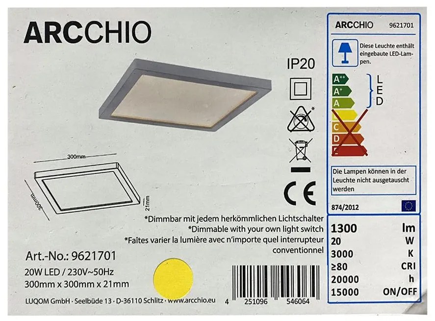 Arcchio - LED Димируем плафон SOLVIE LED/20W/230V