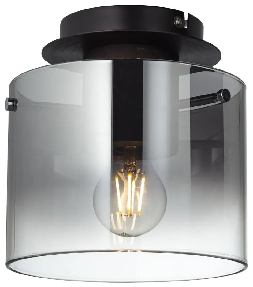 Brilliant - Таванно осветително тяло BETH 1xE27/60W/230V Ø 20 см черно/димчато