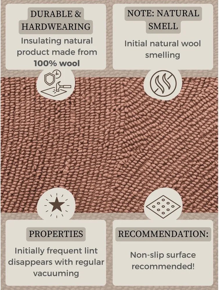 Теракотен ръчно изработен вълнен килим 200x300 cm Calmio – Hanse Home