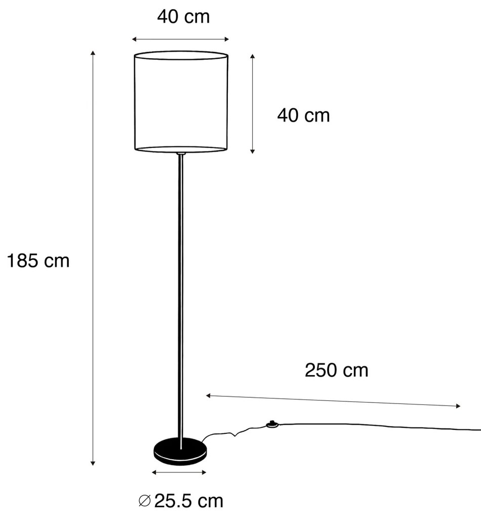 Подова Лампа Черна с Кадифена Абажура в Зелен Цвят 40см - Simplo