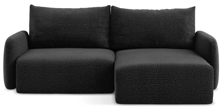 Черен разтегателен ъглов диван с място за съхранение (десен ъгъл) Kalena – Makamii