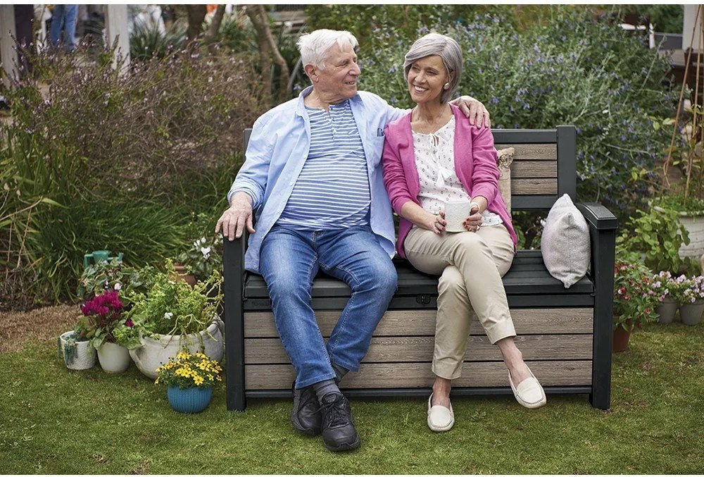 Кафява пластмасова градинска пейка Deco – Keter