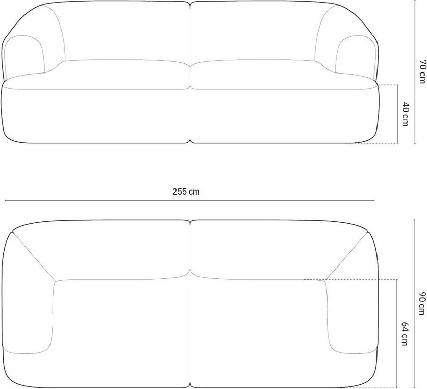 Светлосив диван от рипсено кадифе 255 cm Campi – Cosmopolitan Design