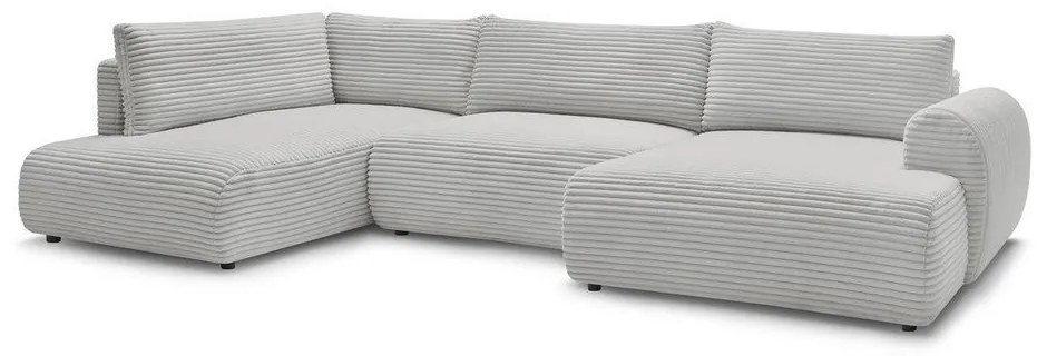 Светлосив сгъваем/с място за съхранение ъглов диван от рипсено кадифе (ляв ъгъл/U форма) Lucien – Bobochic Paris