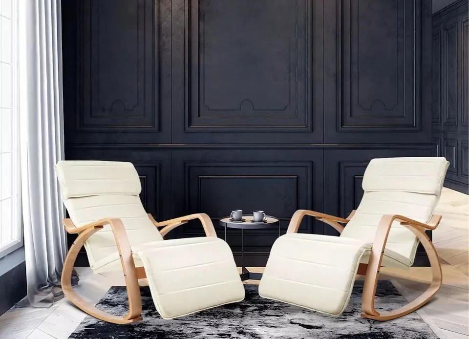 Люлеещ се стол Roy-Бял