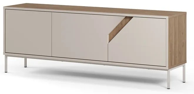 Кремавo-естествен скрин от декор от дъб 150x55x35 cm Lilou – Marckeric