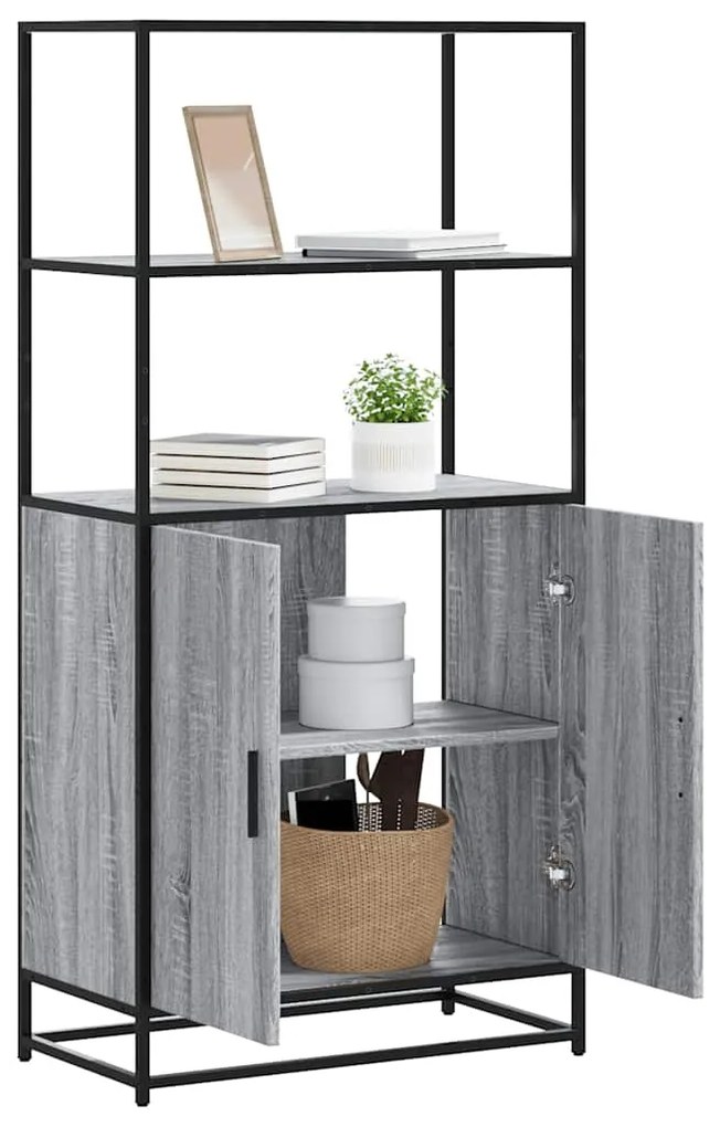 Sonata H Висока дъска Grey Sonoma 68x35x139 cm Обработено дърво и метал