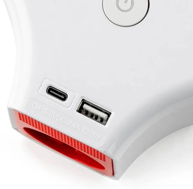 Разклонител с ключ Muhler 1006118, 3680W, 3 гнезда, 2 X USB А+C, 16A, IP20, Бял/оранжев