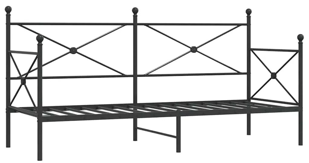 4104667 vidaXL Дневно легло без матрак Черно 90x190 cm Стомана