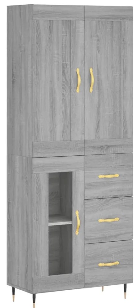 3199927 vidaXL Висок шкаф, сив сонома, 69,5x34x180 см, инженерно дърво