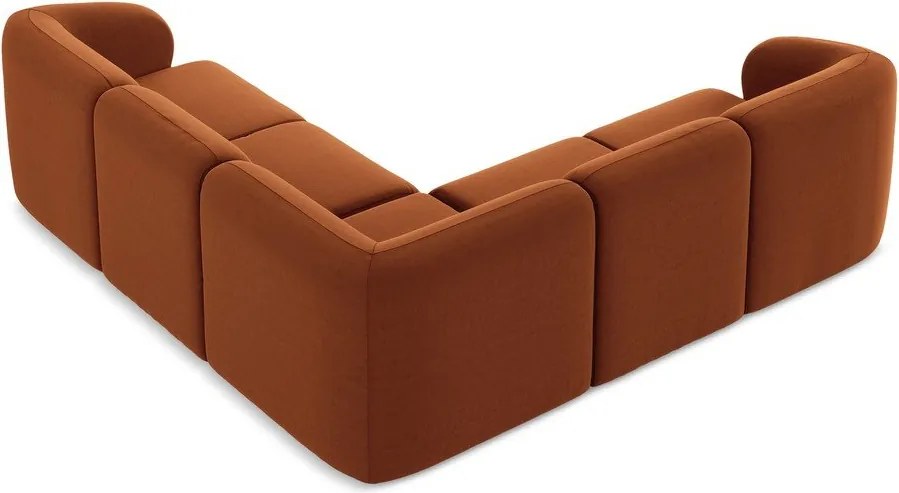 Теракотен кадифен ъглов диван Lani – Makamii