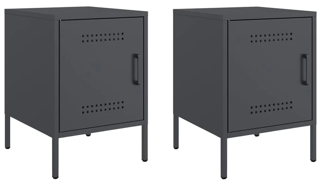 842915 vidaXL Нощни шкафчета, 2 бр, антрацит, 36x39x50,5 см, стомана