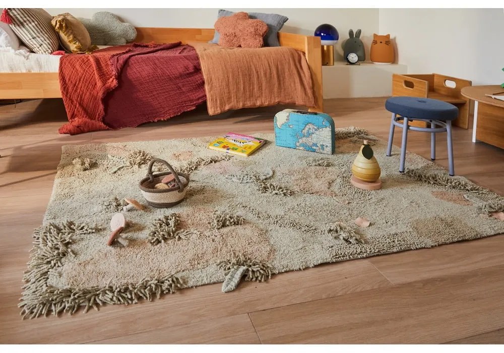 Бежово памучно детско килимче за игра 120x160 cm Mushroom Forest – Lorena Canals