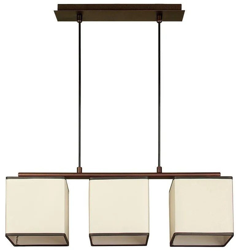 Пендел МИЛАНО, патина, абажури Шинц Крем, 3xE27