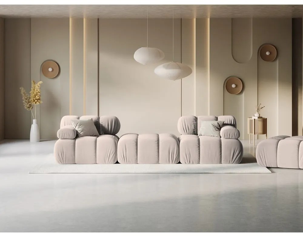 Светлокафяв кадифен модулен ъглов диван (променлив) Bellis – Micadoni