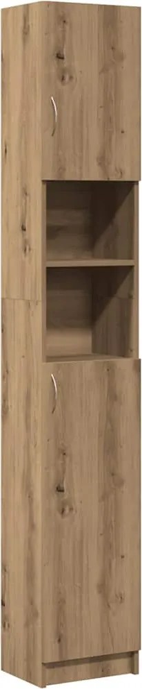 856049 vidaXL Шкаф за баня, дъбов, 32x25,5x190 см, инженерно дърво