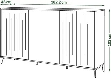 Скрин РИМИНИ К-182 Елегантен Орех/Черно - МОДЕРЕН ШКАФ С НАБРАЗДЕНИ ФРОНТОВЕ