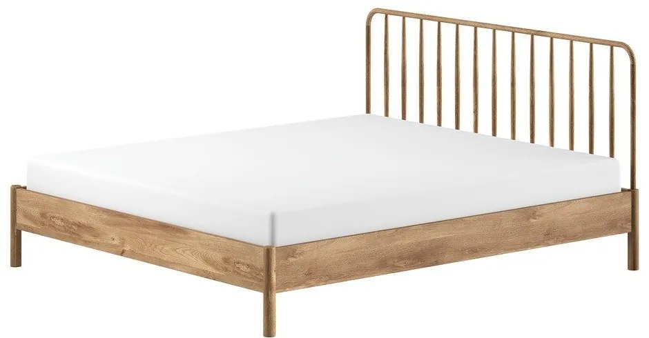 Двойно легло от масивен дъб без ламелно дъно в естествен цвят 180x200 cm Olive Spindle – Vipack