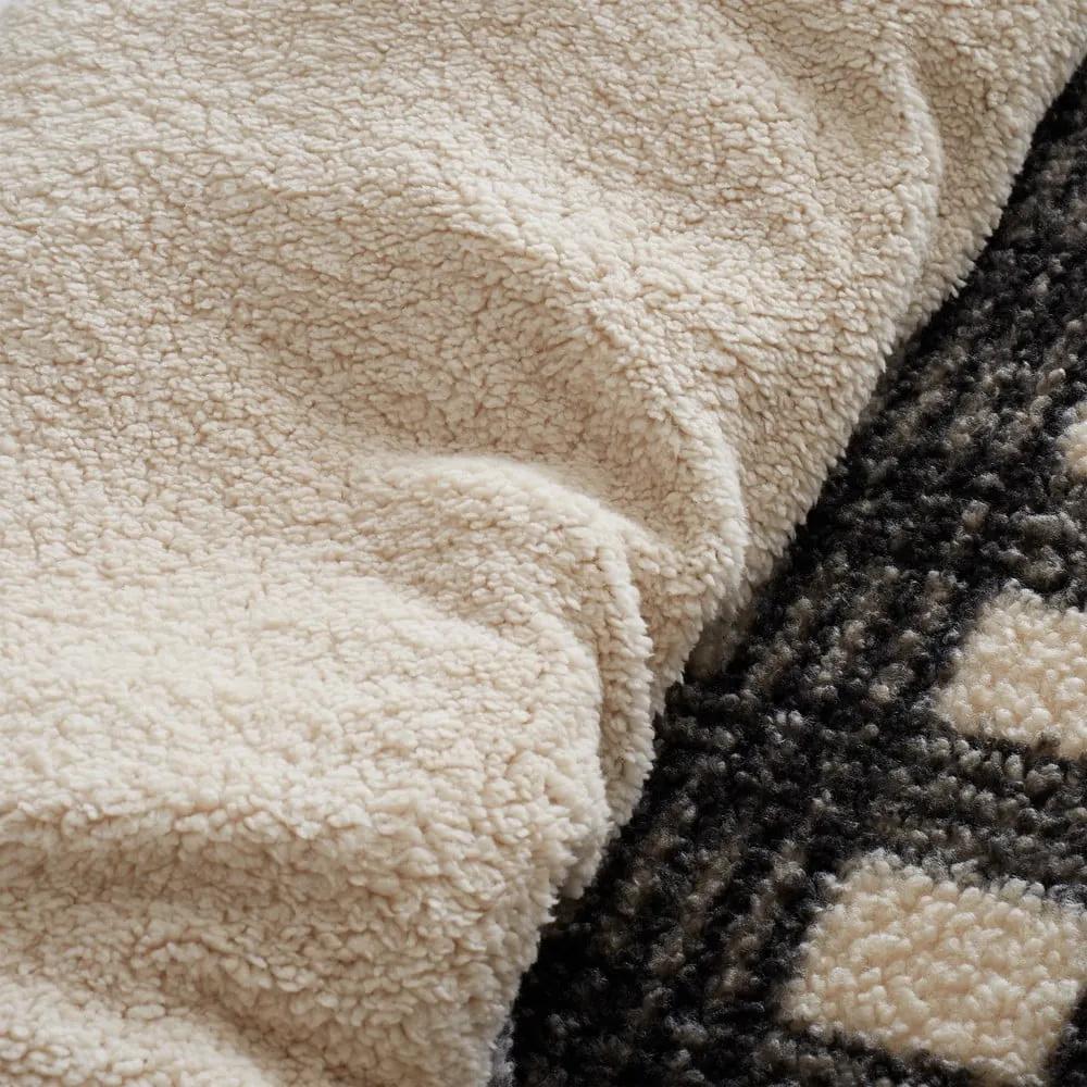 Черно/кремаво единично спално бельо от микроплюш 135x200 cm Cosy Borg Sherpa - Catherine Lansfield