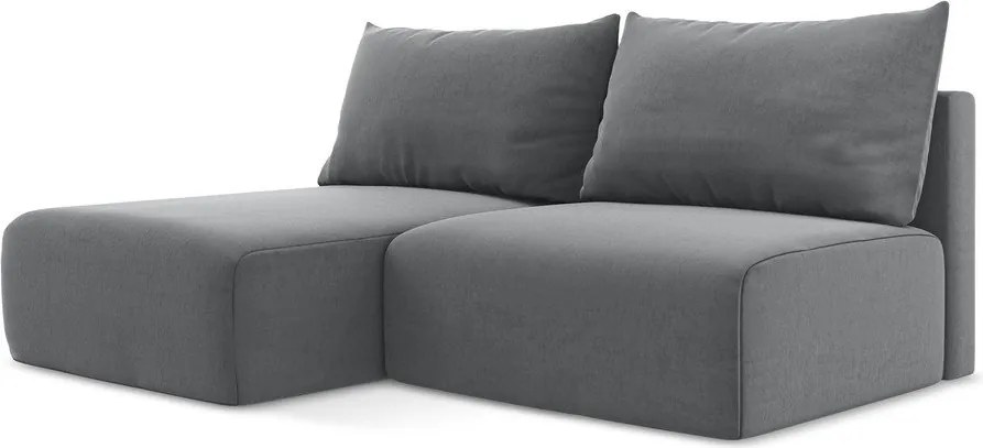 Сив кадифен сгъваем/с място за съхранение ъглов диван (ляв ъгъл) Kalena – Makamii