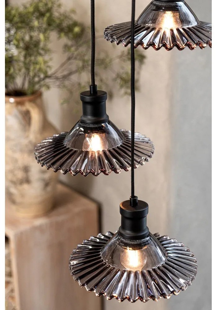 Черно висящо осветително тяло със стъклен абажур ø 22 cm Novia – Markslöjd