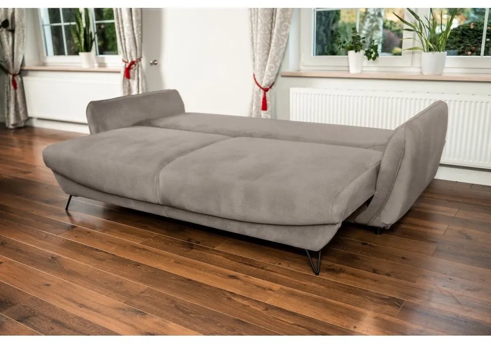 Бежов шенилов сгъваем/с място за съхранение диван 236 cm Silva – ELTAP