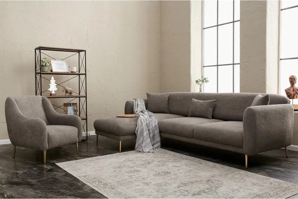 Сив ъглов диван (ляв ъгъл) Simena – Balcab Home