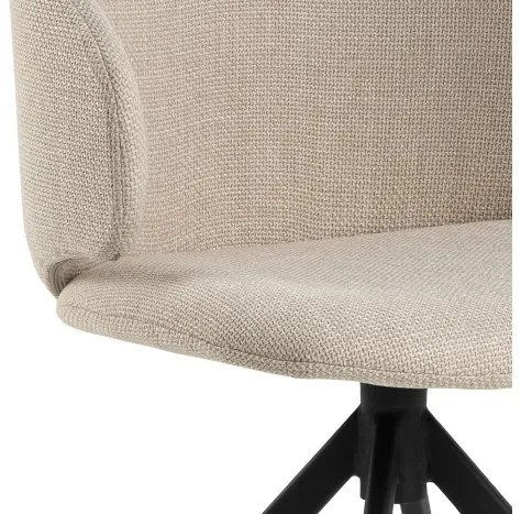 НЭЛЯ Бежово (тъкан Басэл 24)/черни крака - МОДЕРЕН ТАПИЦИРАН ВЪРТЯЩ СЕ СТОЛ ПЛЕТЕНИЦА ЗА ДНЕВНА/ТРАПЕЗАРИЯ/ОФИС