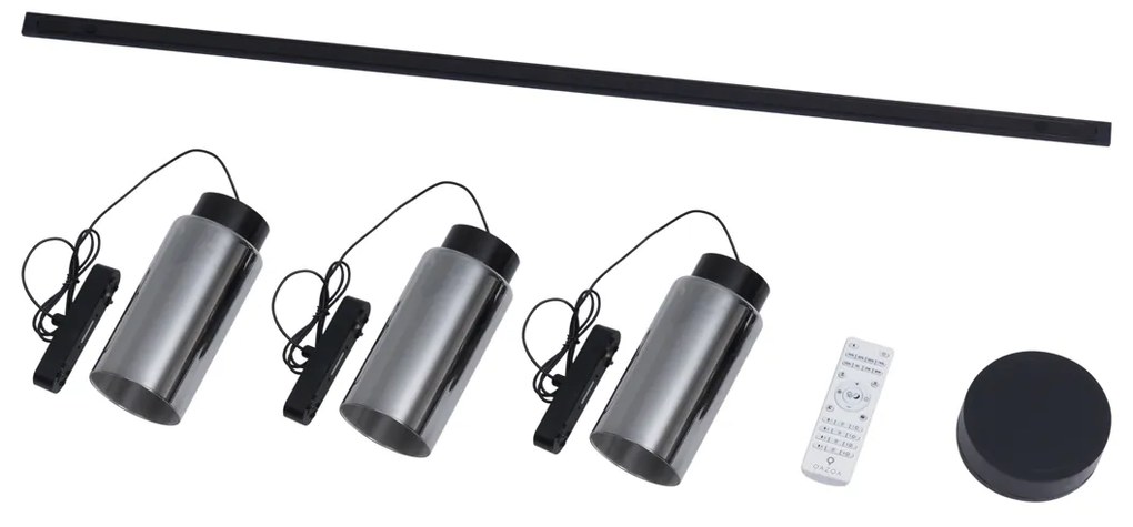 Модерна релсова система с 3 черни висящи лампи 1-фазов - Magnetic Vance