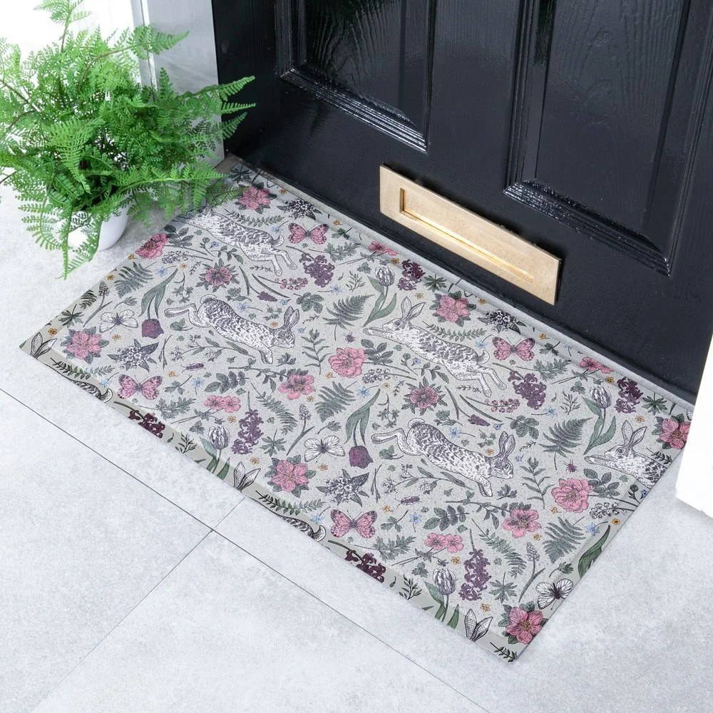 Изтривалка от PVC 40x70 cm Hare Wildflowers – Artsy Doormats