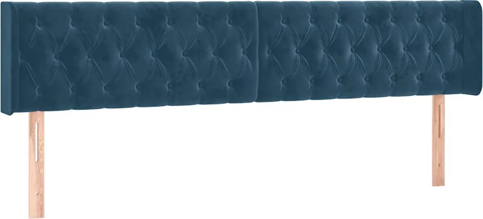 346380 vidaXL Горни табли за легло, 2 бр, тъмносиня, 90x7x78/88 см кадифе